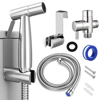Ensemble de pulvérisateur de bidet portatif en acier inoxydable 304, avec robinet en laiton en T et tuyau en acier inoxydable de 1,5 m, kit d'hygiène féminine pour toilettes, norme américaine