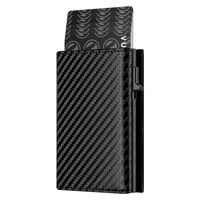 Dompet Kartu Kredit Kulit PU Unisex Anti RFID, Tempat Kartu Bisnis, Dompet Uang, Kantong Koin, Dompet Geser Aluminium