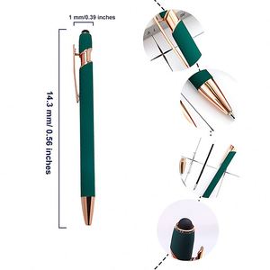 Bolígrafo Metálico con Punta de Bola, Recubrimiento de Goma Suave al Tacto, Color Negro y Oro Rosa, con Logotipo Personalizado, para Regalos Promocionales al por Mayor - Product Image 3