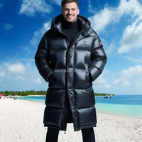 Manteau Épais d'Hiver à Capuche Softshell Zippé Personnalisé OEM en Duvet 90% Long pour Homme, Doudoune Bulle d'Extérieur pour l'Hiver