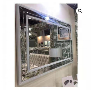 <span class=keywords><strong>Miroir</strong></span> décoratif <span class=keywords><strong>blanc</strong></span> simple moderne <span class=keywords><strong>Miroir</strong></span> mural de haute qualité pour salon Chambre à coucher Salle de bain Meubles personnalisés Verre MDF - Product Image 1