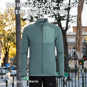 Pull polaire thermique à col montant pour homme, manches longues, doux, tricoté, avec fermeture éclair sur le devant, sportif, chaud, léger, décontracté, pour le printemps et le quotidien - Product Image 2