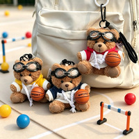 Porte-clés en peluche Ours de basketball, style mignon, poupée sportive, accessoire de sac à dos, cadeau créatif, vente en gros