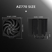 Refroidisseur d'air pour processeur FEZCOOL AZ770DualTower, à commande PWM, à faible bruit, avec roulement fluide, dissipateur thermique en cuivre-aluminium, compatible Nolight