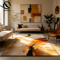 Tapis moderne abstrait fait main QQ, tapis tufté sur mesure, tapis de luxe en soie de bambou brillante et laine, résistant au feu et antidérapant