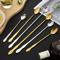 Cuillère à long manche en acier inoxydable doré/argenté, cuillère à cocktail, cuillère à glace pour thé au lait, café, bar, café, vente en gros