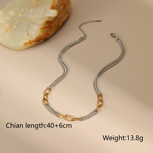 Kalung Rantai O-<span class=keywords><strong>Chain</strong></span> Baja Anti Karat Lapis Emas PVD 18K Tahan Air Dua Warna Desain Rantai Model Klip Kertas untuk Hadiah Acara Spesial - Product Image 3