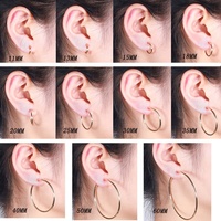 Boucles d'oreilles créoles en cuivre sans perçage, fausses boucles d'oreilles non percées pour femmes et hommes, créoles factices multi-tailles de 11 mm à 60 mm