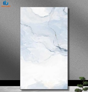 Losa de Porcelana Ligera de 1200x2400mm y 5.5mm, Acabado Mate Blanco Niebla, Degradado Azul Rosa, Aspecto de Mármol con Vetas Doradas para Decoración de Paredes - Product Image 2