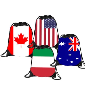 定制麻袋足球意大利澳大利亚加拿大美国国旗队球迷拉绳背包包