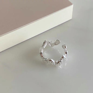 S925 Pure Silver Leaf Pattern <b>Adjustable</b> <b>Ring</b> For Women Everyday Wear Jewelry - Product Image 4
