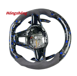 Volante de fibra de carbono forjado <span class=keywords><strong>azul</strong></span> con paletas de cambio compatible con Volkswagen Golf MK8 <span class=keywords><strong>GTI</strong></span> R GTD GTE 2019-2024 - Product Image 3
