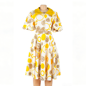 Robe d'été 2026 à col halter, style bohème, pour la plage, à manches fluides, pour soirée, motif floral jaune, décontractée, vêtements d'été haut de gamme personnalisés, OEM - Product Image 1