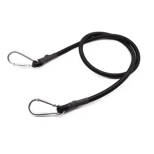 Durable 10mm Rubber Latex Elastic Rope Bungee Cords With Lock Carabiner Hooks