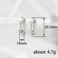 Kadınlar için Geometrik U Şeklinde Huggie Halka Küpeler, 20mm, Altın Kaplama Pirinç Minimalist Oval Halkalar, Beyaz Altın ve Altın
