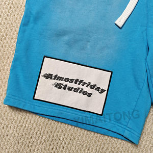 Ropa de calle con logotipo personalizado dobladillo crudo Sun Fade pantalones cortos de sudor francés Terry ácido lavado Vintage pantalones cortos de algodón desgastados para hombres - Product Image 2