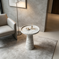 Ensemble de table de chevet et table d'appoint en marbre Calacatta Violet, meubles en pierre naturelle minimalistes de luxe sur mesure pour le salon