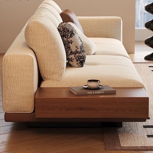Sofá Minimalista Retro de Mediados de Siglo, Tapizado en Chenille, Modelo Connery, Recto, para Apartamentos Pequeños, Desmontable y Lavable, para Sala de Estar - Product Image 3