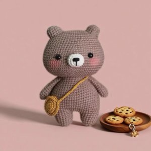 Gris ours en peluche poupée décor fait à la main idée cadeau facile bricolage Crochet Starter Kit activité enfants tricot projet - Product Image 3