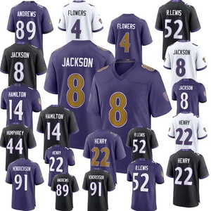 Grosir Pabrik Gaya Baru Bordir Baltimore # 4 Bunga # 8 Jackson # 14 Hamilton # 22 Henry American Football Jersey - Product Image 1