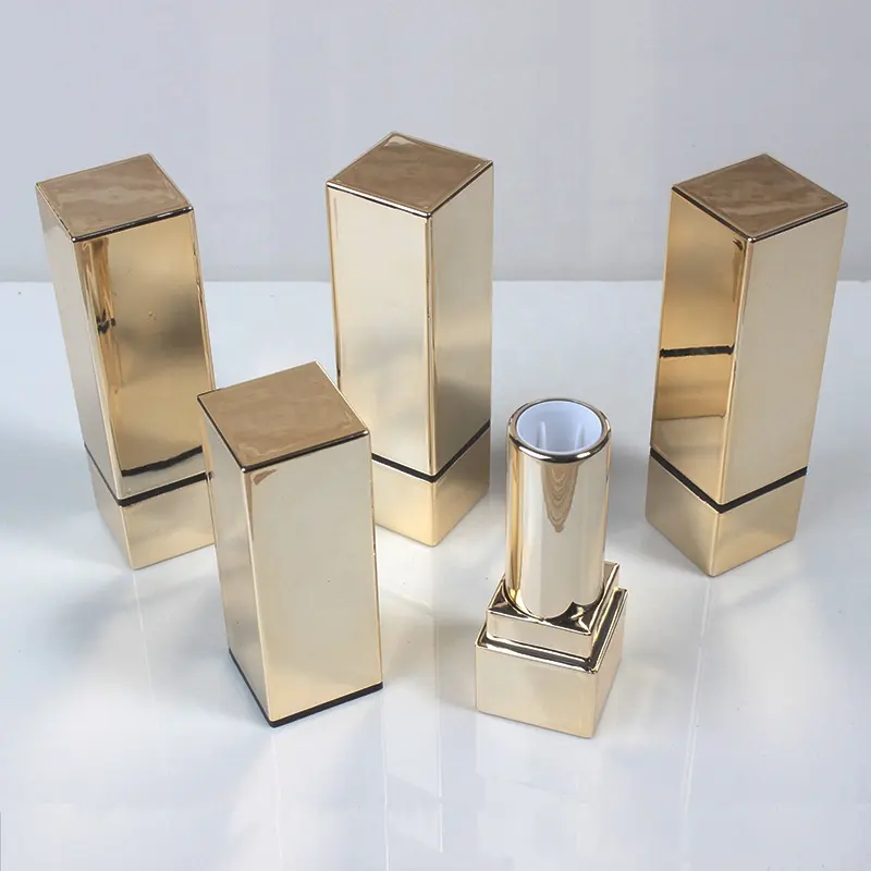 LZ Pack Stock 100pcs Wholesale Empty 12.1mm Custom Lipstick Tube Packaging Square Gold Lipstick Tube