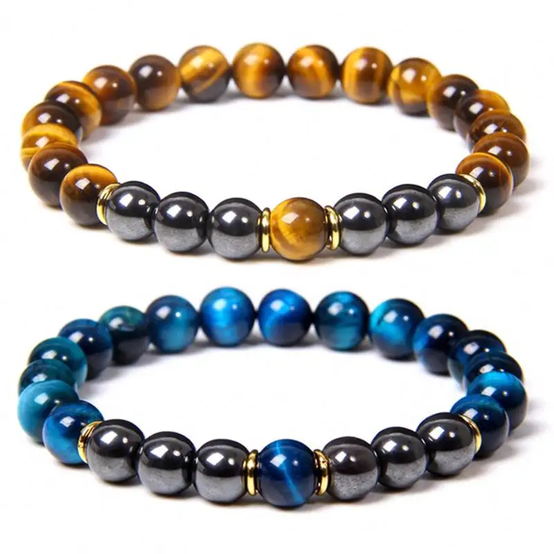 Vente chaude Hématite Pierre Oeil De Tigre Perles Bracelet Pierre Naturelle Bracelets De Mode pour Hommes et Femmes