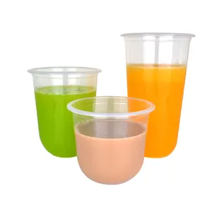 U hình dạng Ice Cream PP cup dùng một lần Smoothie cup với logo