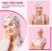 En gros, Bandeau turban en polyester imprimé géométrique rose avec longue queue, élastique, doux et extensible pour femmes