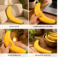 Juguete de Plátano Gigante Personalizado de 42 cm, TPR de Ascenso Lento, Antiestrés, para Apretar, Simulación Realista de Fruta, Regalo para Todas las Edades