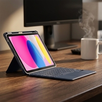 Coque de protection multi-angles pour tablette iPad, clavier sans fil rétroéclairé intégré avec pavé tactile pour iPad 10e génération, 10.9 Air 11