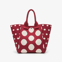 Diseñador personalizado negro puntos blancos bolsa de mano con asa-Venta caliente promocional de compras de viaje bolso de la escuela