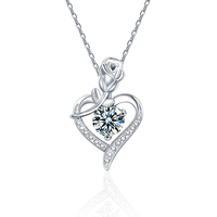 Collier ras du cou en moissanite 0,8 CT/1 CT en forme de cœur, plaqué rhodium R.GEM. Boutique de bijoux en argent 925 tendance, OEM & ODM, tout en un