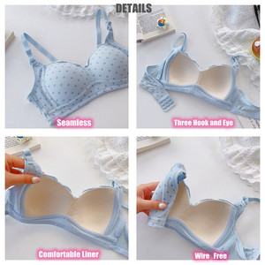 Adolescent Fille Dot Print Bras Sans Couture Dentelle Sport Sous-Vêtements Mince D'été Petite Taille Étudiante Fil Soutien-Gorge Gratuit - Product Image 5