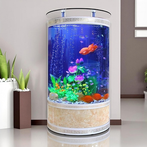 高水族箱带发光二极管灯水泵水族箱缸养鱼场水箱圆形水箱 - Product Image 3