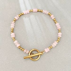 Bohemian Style Natural Stone Flat Bead <b>Bracelet</b> with Stainless Steel Chain, Handmade <b>Beaded</b> Jewelry for Women - Product Image 6