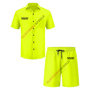 Ensemble de shorts décontractés jaunes pour hommes, motif uni, 100% coton, séchage rapide, pour sports de plein air et plage, fabriqué au Pakistan - Product Image 2