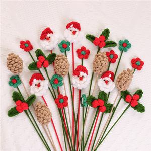 Giáng Sinh Đồ Trang Trí Mùa Đông Kỳ Nghỉ Bó Hoa Quà Tặng Nhân Tạo Hoa Crochet Thông <span class=keywords><strong>Cone</strong></span> Acorn Hoa Chi Nhánh Holly Lá Với Quả - Product Image 6