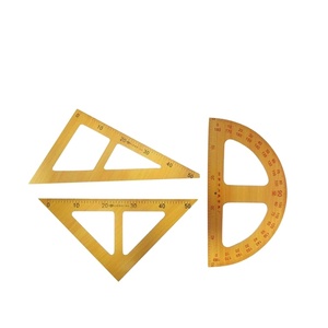 Set di Righelli Geometrici in Legno di Alta Qualità per Insegnanti, Include Squadra, Goniometro e Compasso - Product Image 1