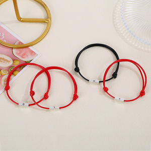 Réglable 2 pièces lune soleil Logo barre tissé à la main chaîne Couple Bracelets bon marché Saint Valentin cadeaux Logo personnalisé Bracelet bijoux - Product Image 2