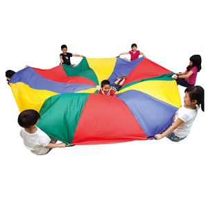 <span class=keywords><strong>Parachute</strong></span> de jeu arc-en-ciel pour enfants, haute qualité, durable, 6ft, 12ft, 16ft, 19ft, 22ft, pour <span class=keywords><strong>jeux</strong></span> d'équipe en extérieur, 8 poignées, polyester 210T - Product Image 1