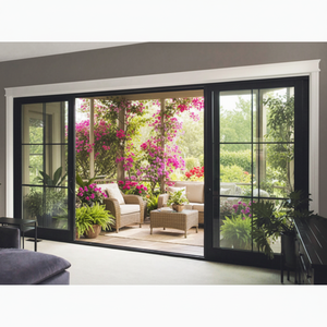 Portes coulissantes 3 panneaux en aluminium <span class=keywords><strong>avec</strong></span> ouverture infrarouge, verre noir, fabrication <span class=keywords><strong>sur</strong></span> <span class=keywords><strong>mesure</strong></span>, norme européenne, 1 ensemble - Product Image 4