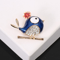 Broches exquises et adorables en forme de petit oiseau en cristal pour femmes, en alliage plaqué or et émail, pour fiançailles, mariage, fête, cadeau, bijoux