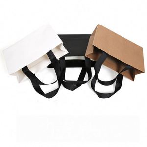 Custom Printed Eco-friendly Recyclable Classic Luxury White Kraft Paper Gift <b>Bag</b> with Ribbon Handle Shopping <b>Bag</b> Your Own Logo - Product Image 6