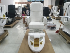 Mobilier de salon de beauté moderne et luxueux sur mesure, fauteuil électrique blanc pour manucure et pédicure avec spa pour les pieds - Product Image 6