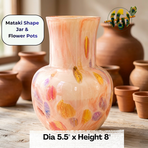 Vase en verre Mataki, forme ronde, 5,5 cm de diamètre x 8 cm de hauteur, décoration d'intérieur, pot à fleurs vide, imprimé avec un motif décoratif - Product Image 2