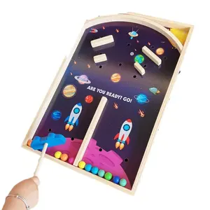 Wooden Children's Puzzle Board Game Mini Billiards Twin Planet Combat Thinking Training Parent-child Interactive Toys