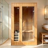Cabine de sauna intérieure en cèdre rouge naturel pour 2 personnes, sauna traditionnel sec et humide pour la maison avec poêle à sauna fonctionnel