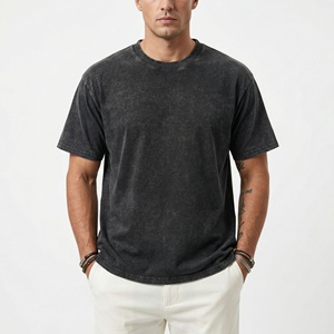 Camiseta de algodón puro de manga corta para <span class=keywords><strong>hombre</strong></span>, estilo americano, holgada, transpirable, vintage, lavada y desgastada, 200G, venta al por mayor transfronteriza - Product Image 4
