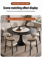Cremefarbenes Rundes Esszimmer-Set mit Drehplatte, Massivholz-Basis, Schlichte Walnussfarbe, Wasserfest, Umweltfreundlich, Langlebig