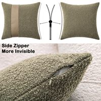 Topfinel moelleux texturé taies d'oreiller décoratives mousse vert boules housses de coussin avec simili cuir
